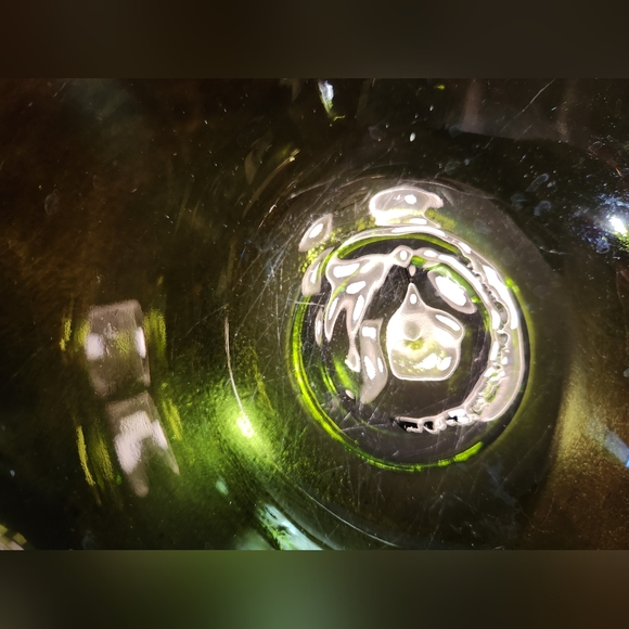 Vintage Avocado Green Folded Glass 3 Sided Bowl - Picture 2 of 4